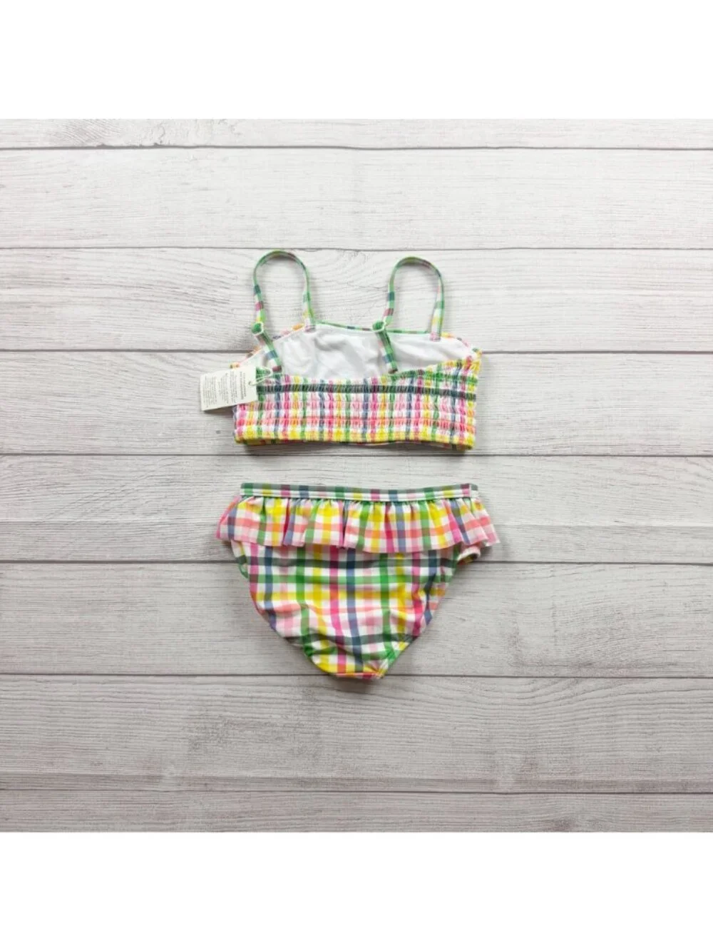 Mini Boden Girls Multicolor Plaid Two Piece Swimsuit 128cm NWT 7-8